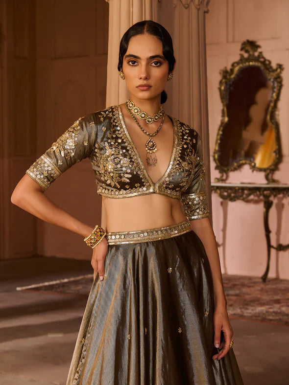 Ember Tissue Lehenga Set