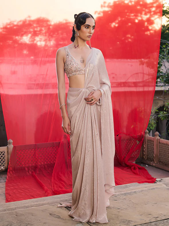 Champagne Blush Saree Set