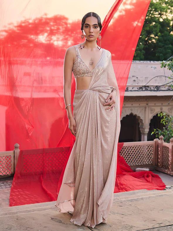 Champagne Blush Saree Set
