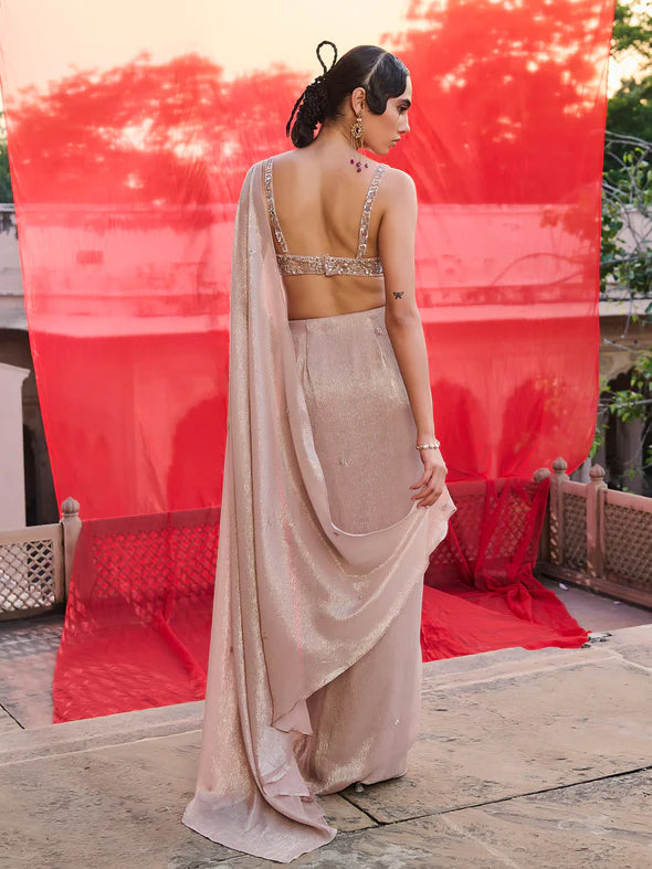 Champagne Blush Saree Set