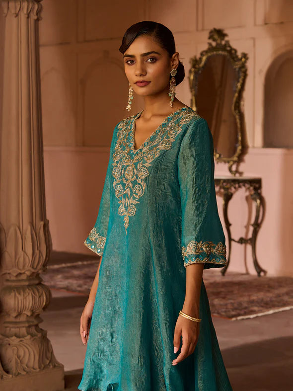 Azure Peacock Blue Suit Set
