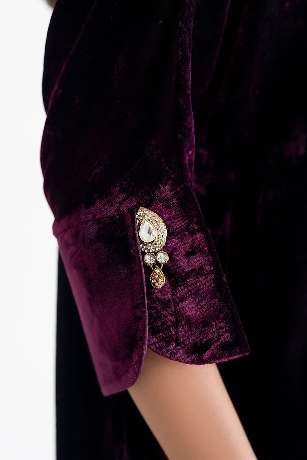 Berry Noir Velvet Kurta & Pant Set