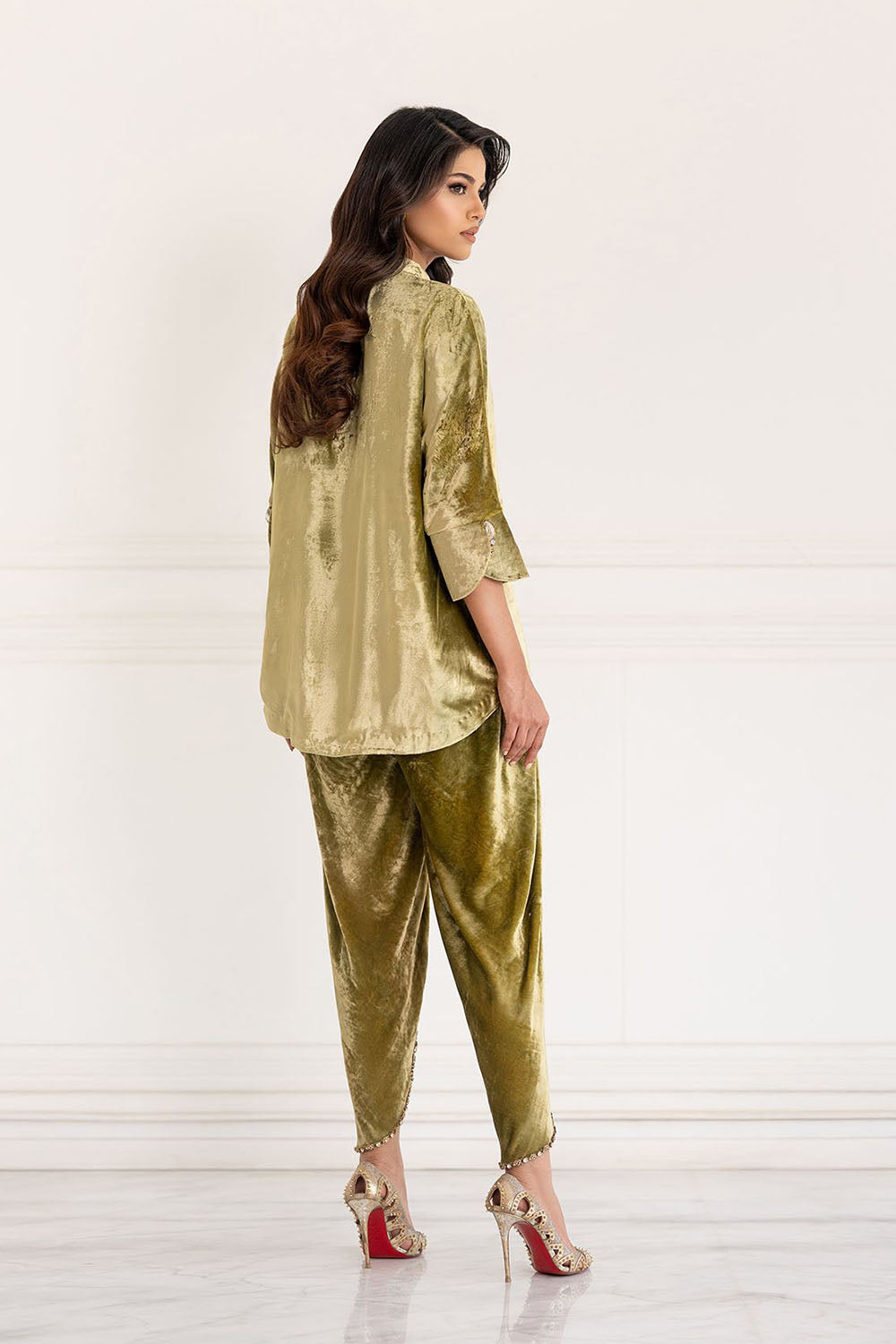 Champagne Olive Velvet Occasion Co-ord