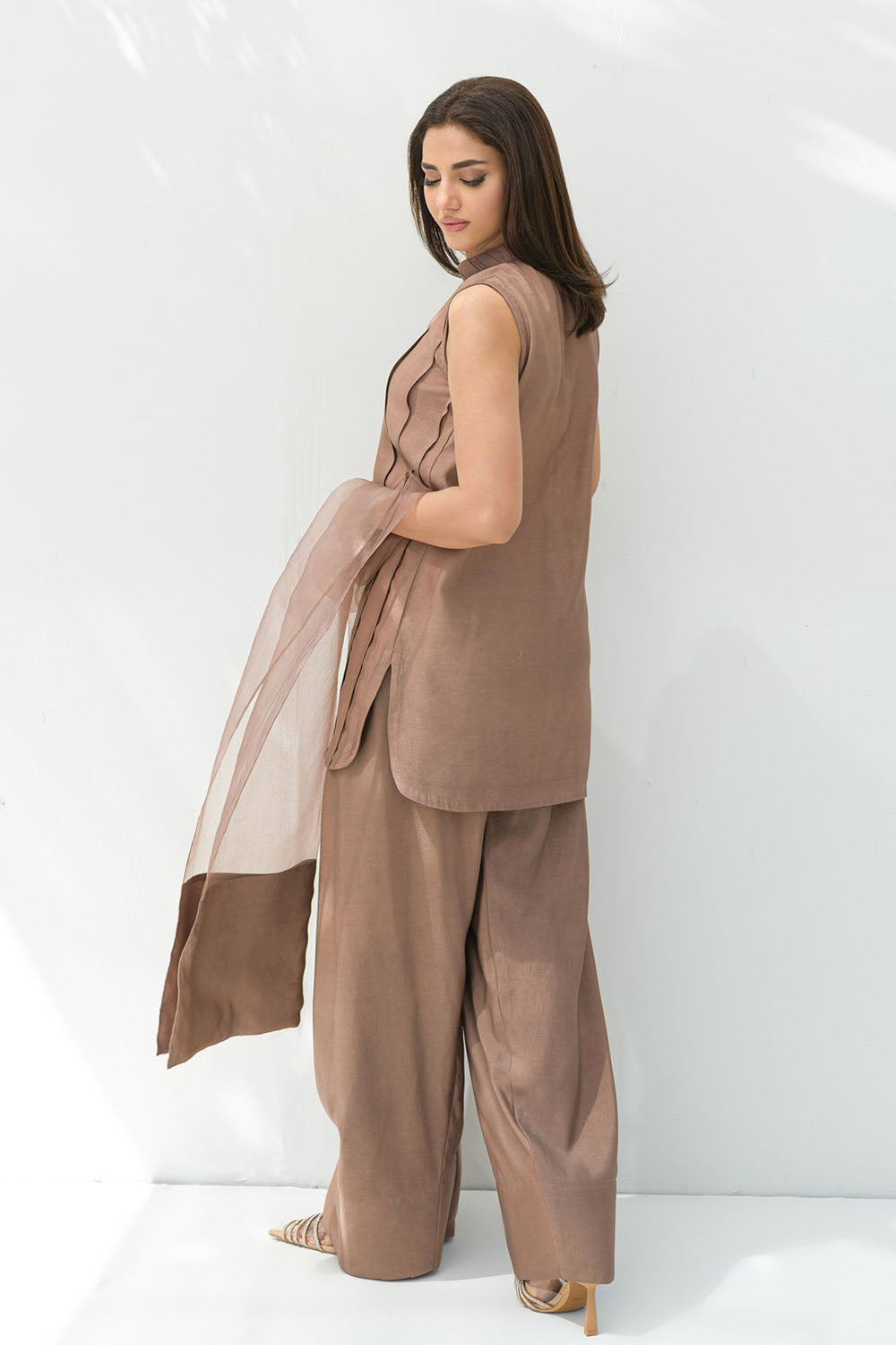 Coffee solid Farshi Salwar Set