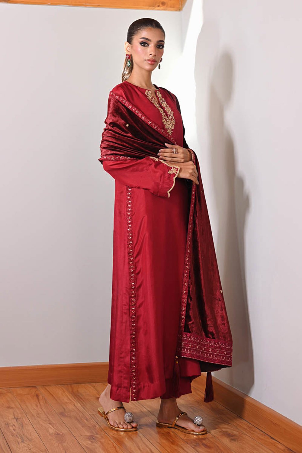 Crimson Muse  Velvet Suit Set