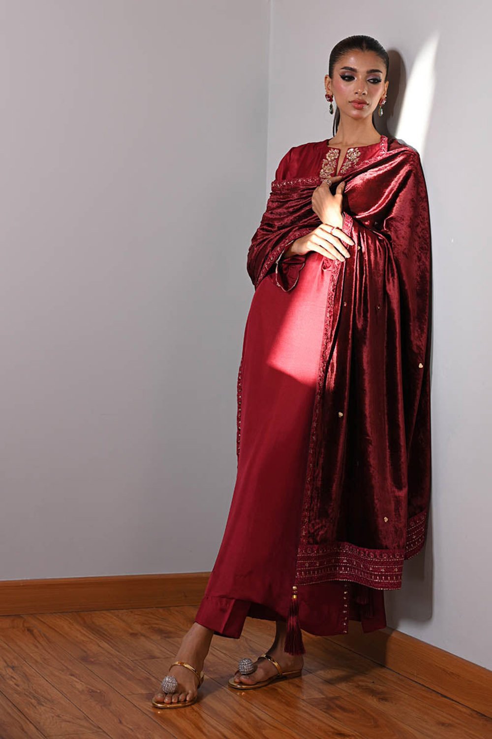 Crimson Muse  Velvet Suit Set