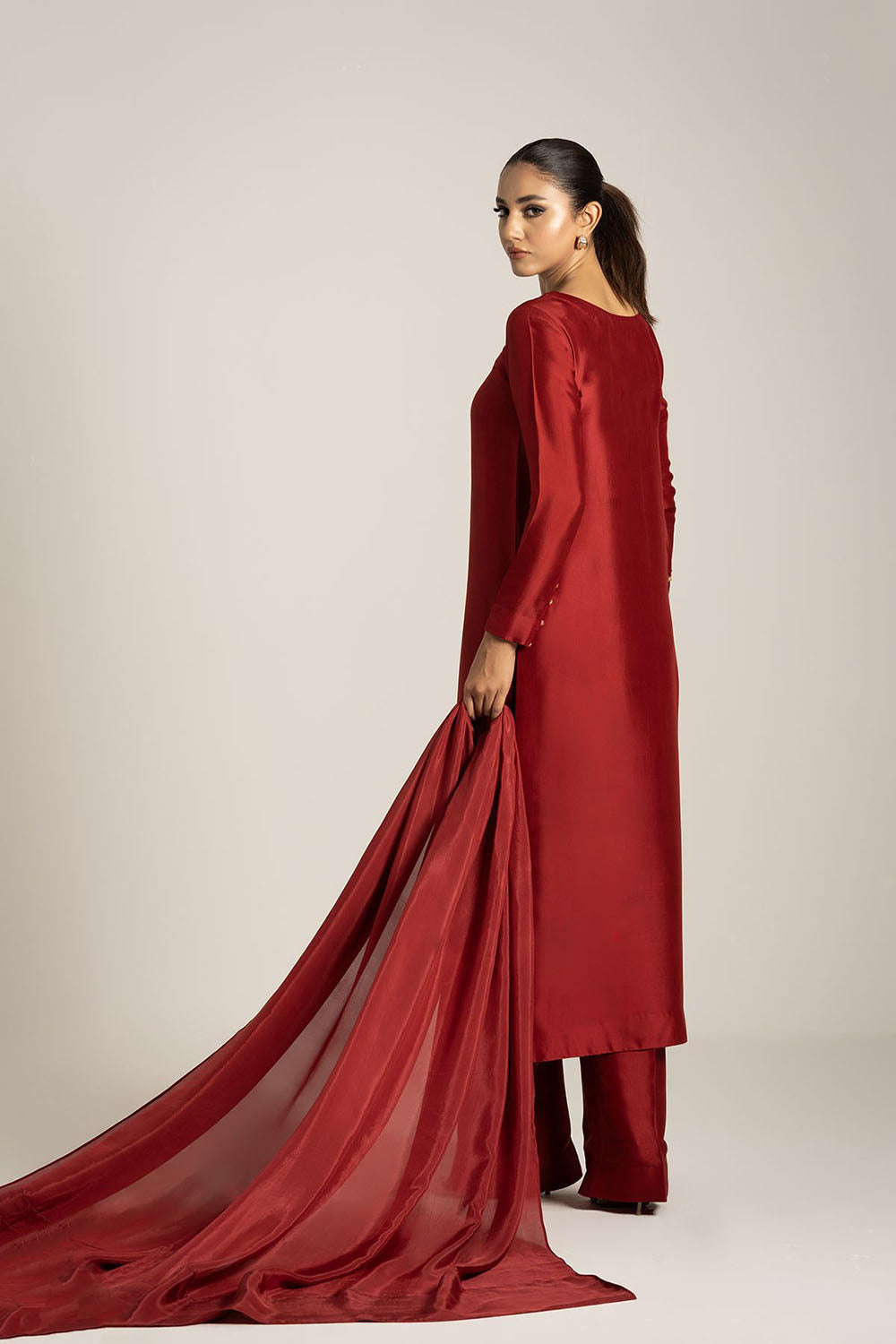 Deep Red Pure Silk Kurta Set