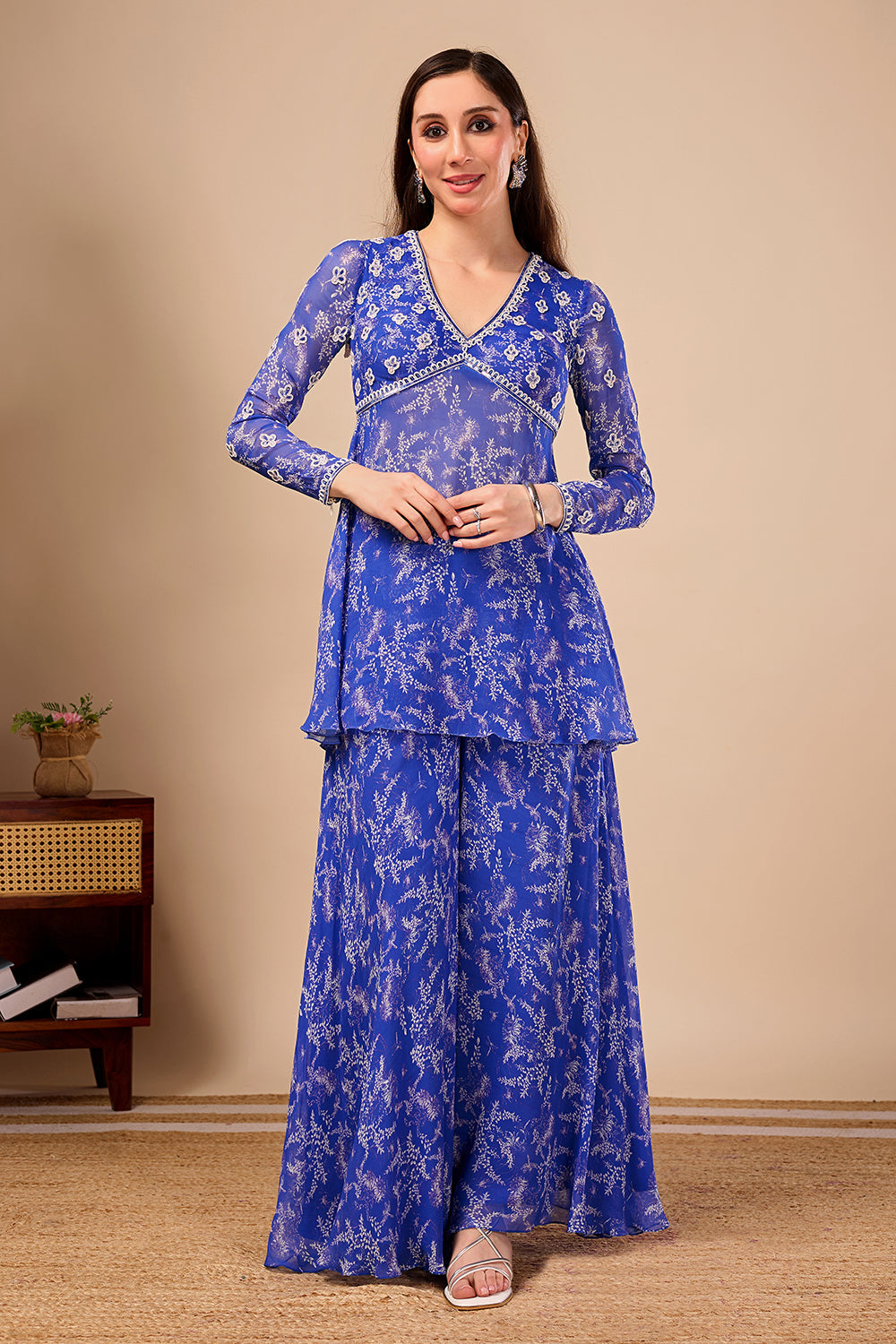 Dori Azure Peplum- Palazo Set