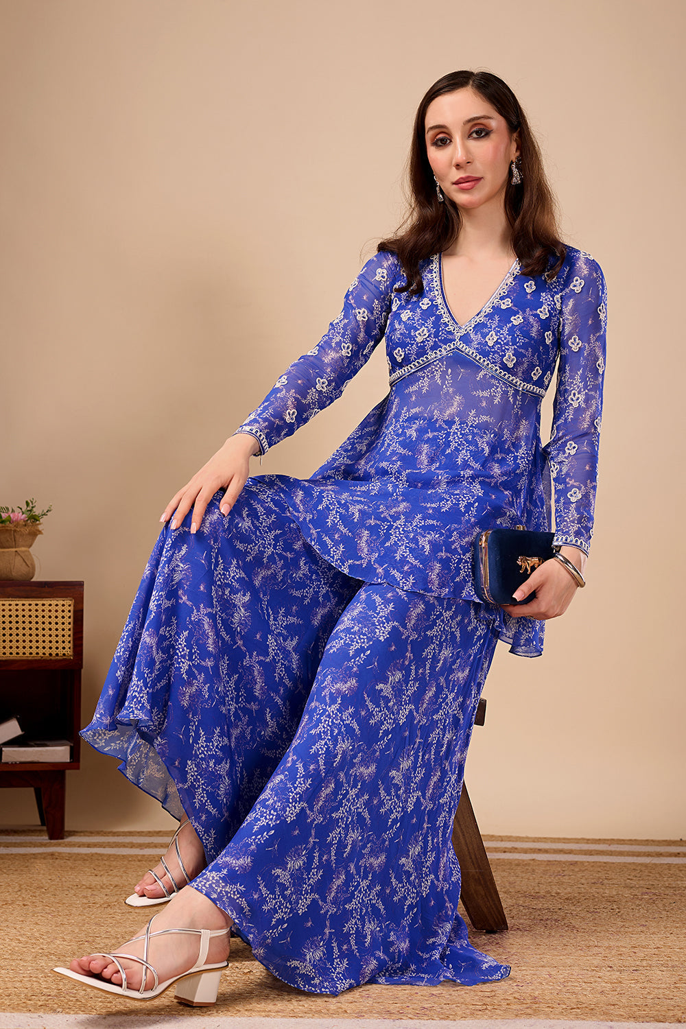 Dori Azure Peplum- Palazo Set