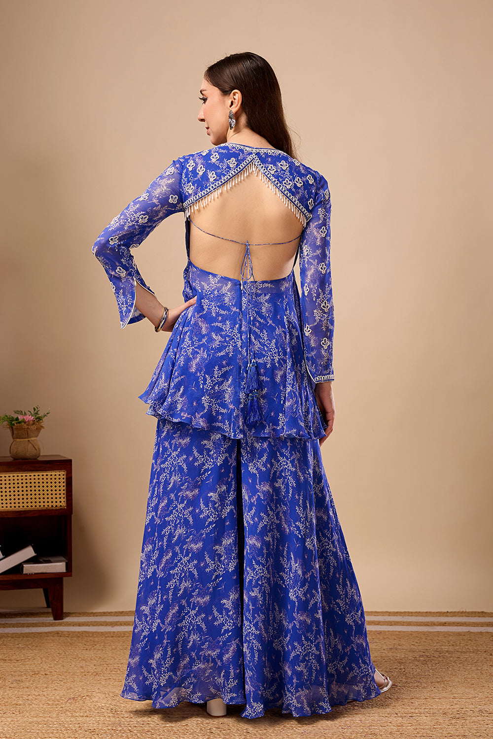 Dori Azure Peplum- Palazo Set