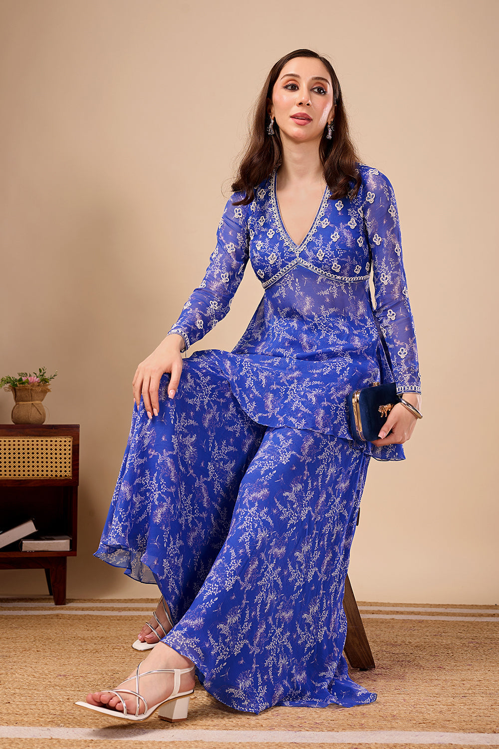 Dori Azure Peplum- Palazo Set