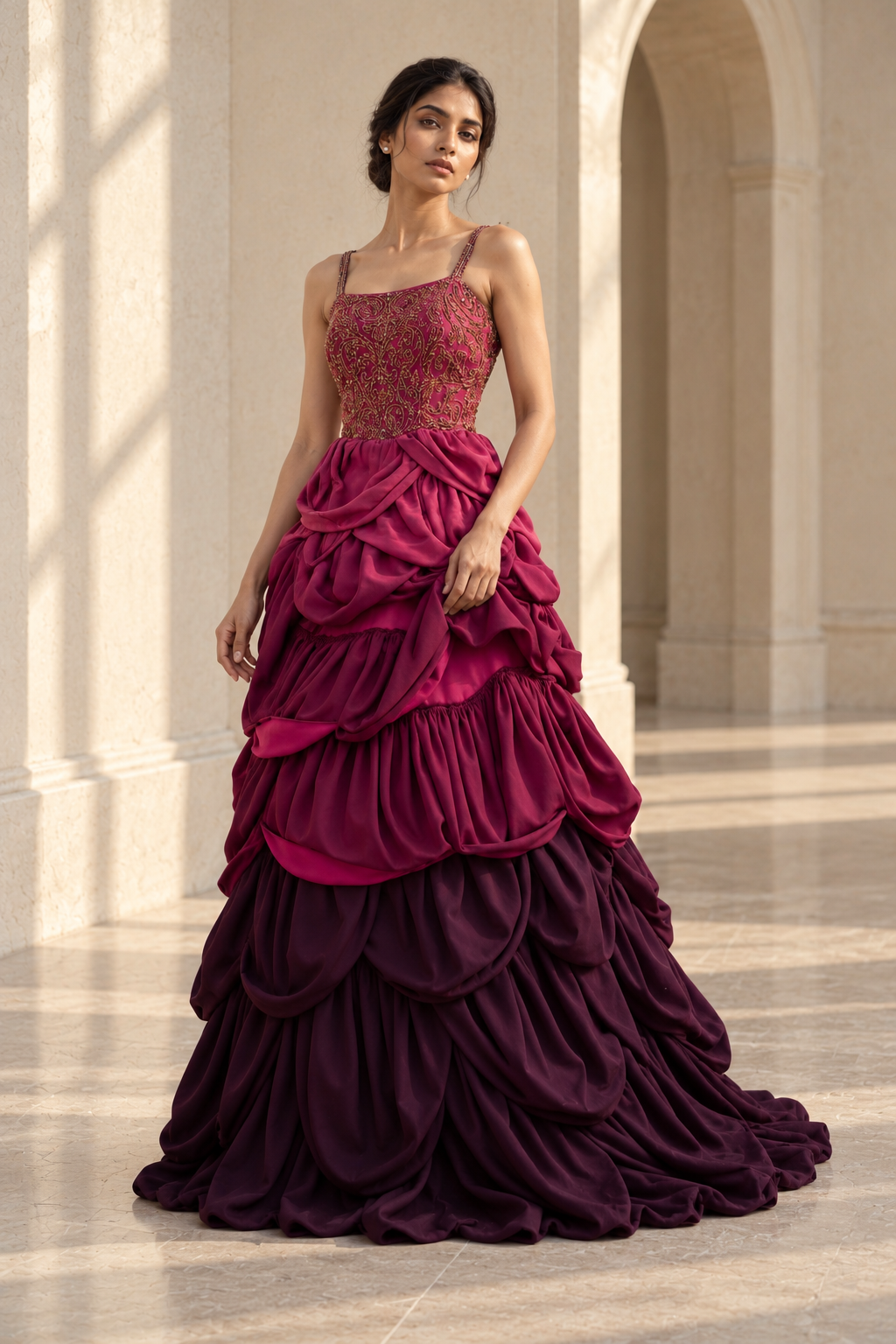 Dahlia Hand-Embroidered Couture Gown - image 2
