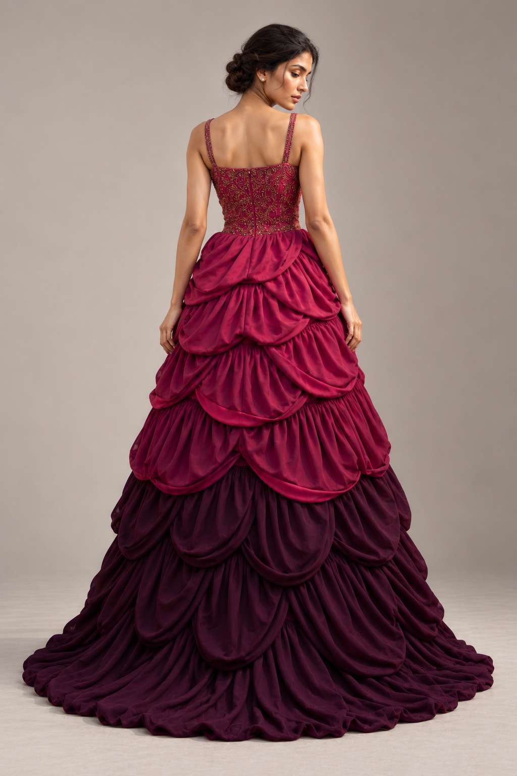 Dahlia Hand-Embroidered Couture Gown - image 3