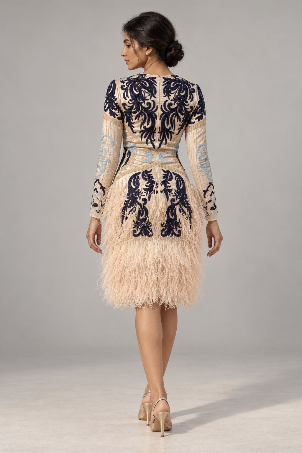Celeste Feather-Trimmed Couture Dress - image 3