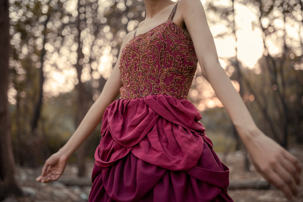 Dahlia Hand-Embroidered Couture Gown - image 5