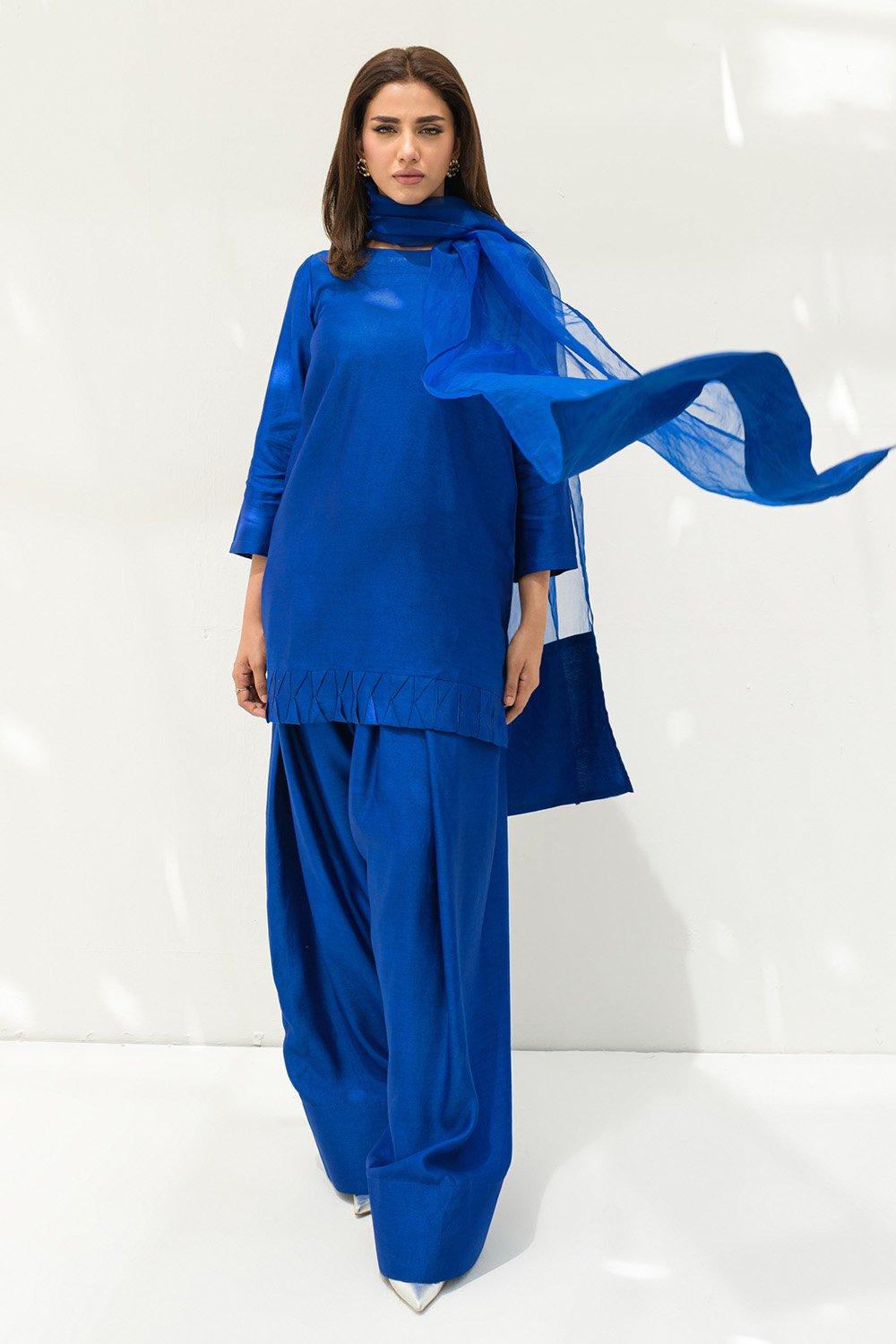 Electric Blue solid Farshi Salwar Set