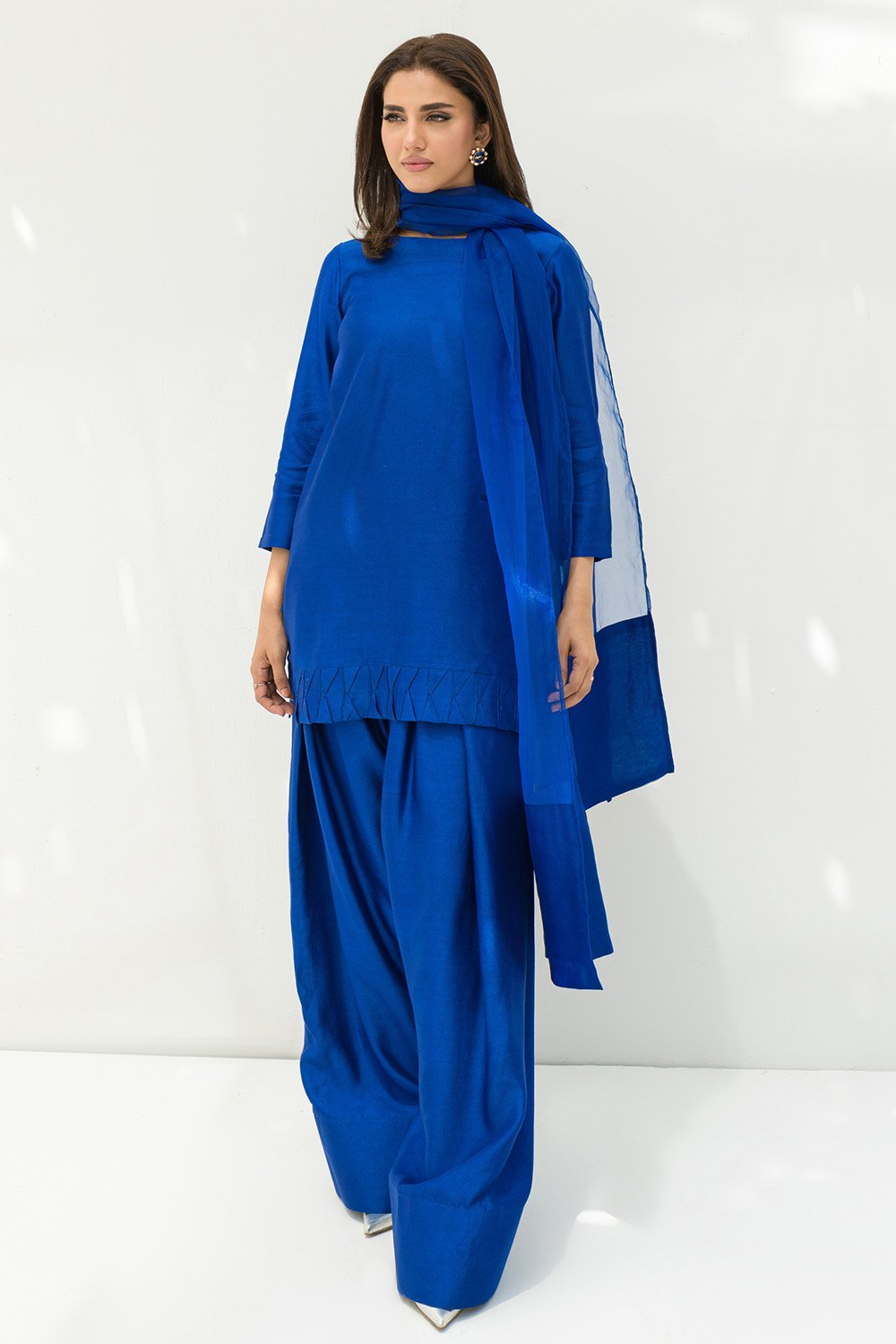 Electric Blue solid Farshi Salwar Set
