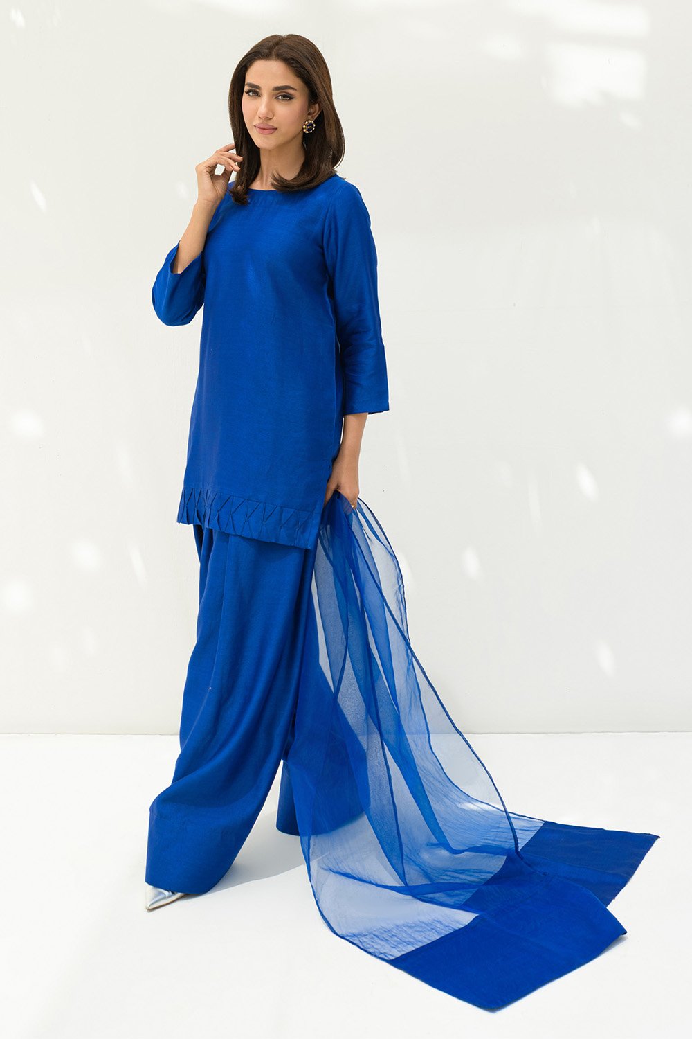 Electric Blue solid Farshi Salwar Set