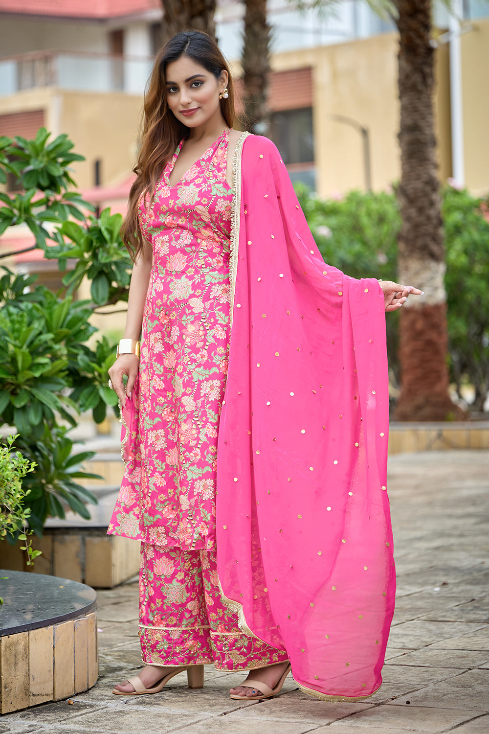 Fuschia Fable Halter Kurta set