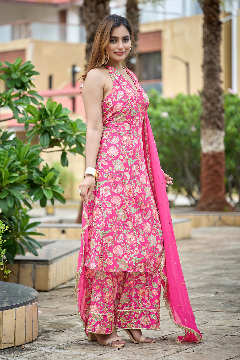 Fuschia Fable Halter Kurta set