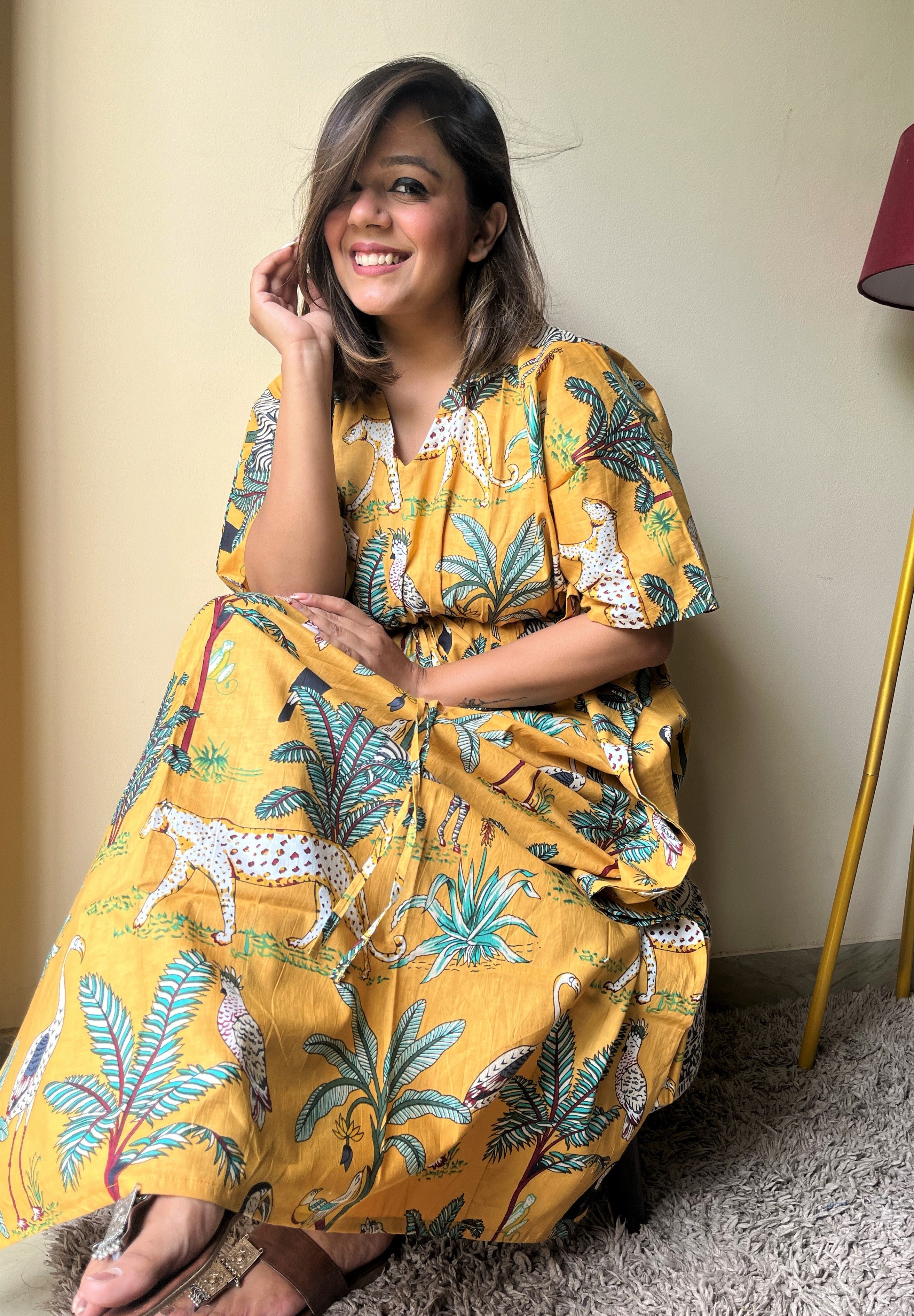 Jungle Joy Kaftan -Mustard