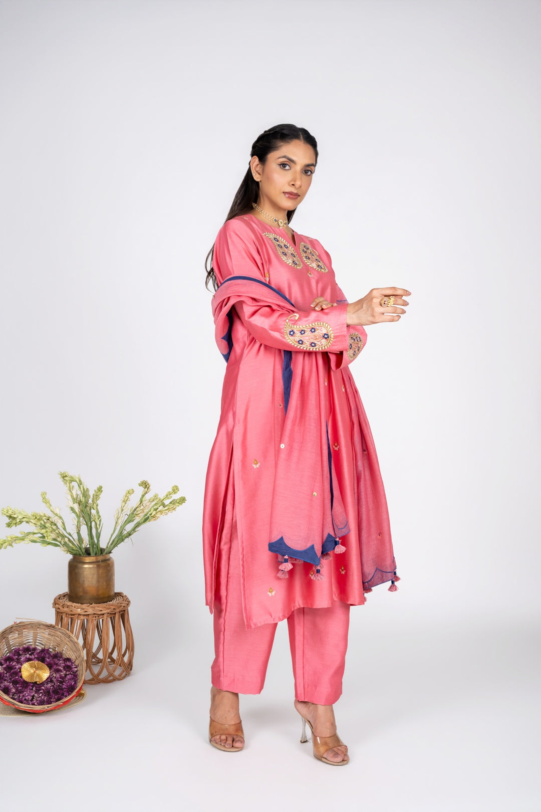 Rangrez pink Chanderi kurta set