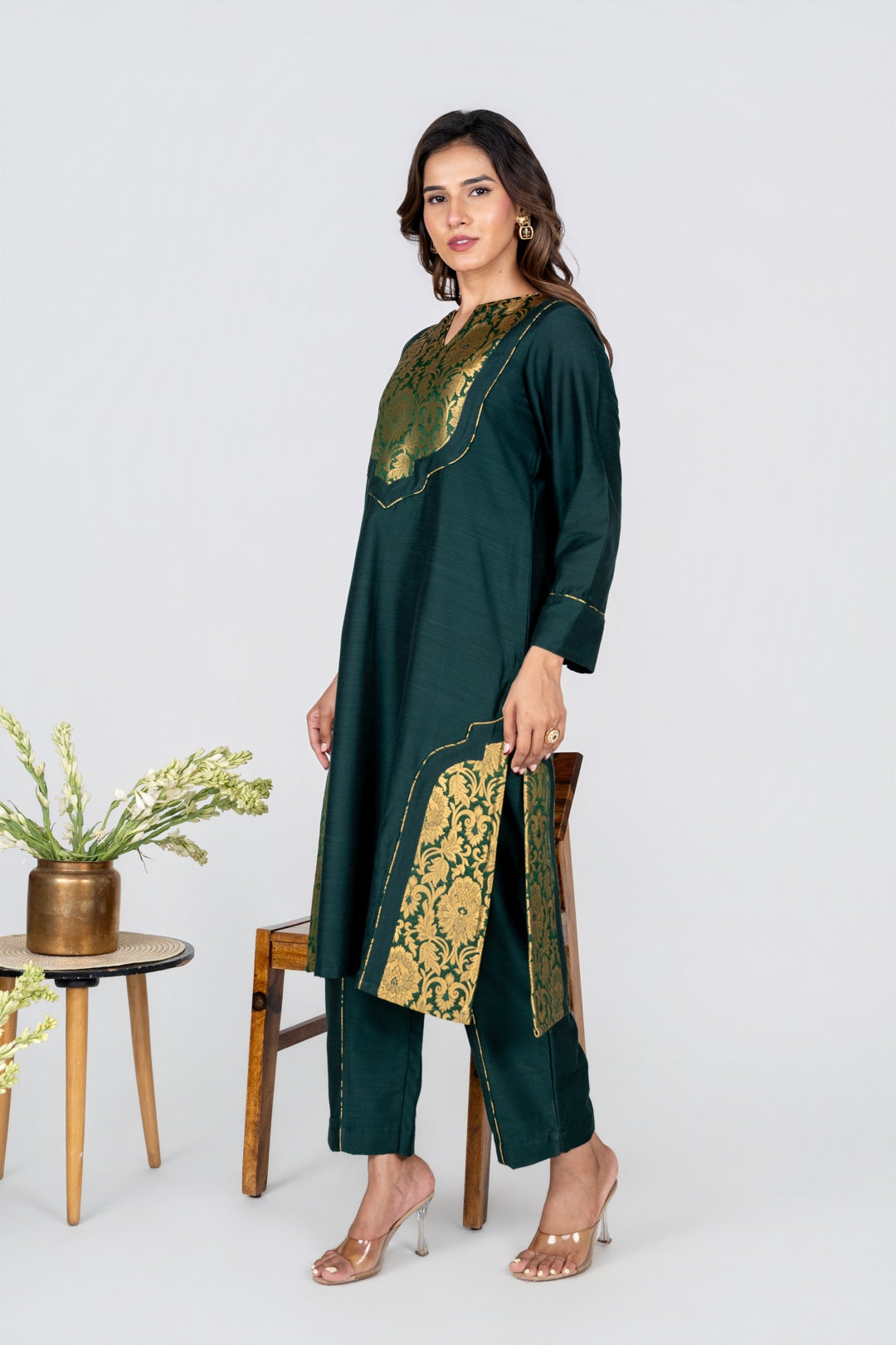 Emerald Zari Pannel Kurta Set