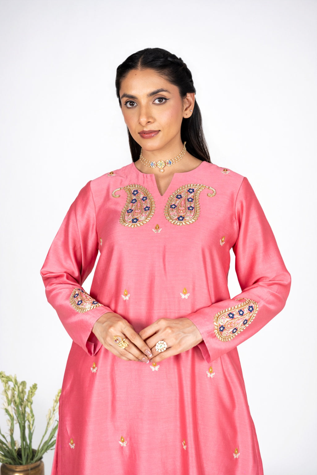 Rangrez pink Chanderi kurta set