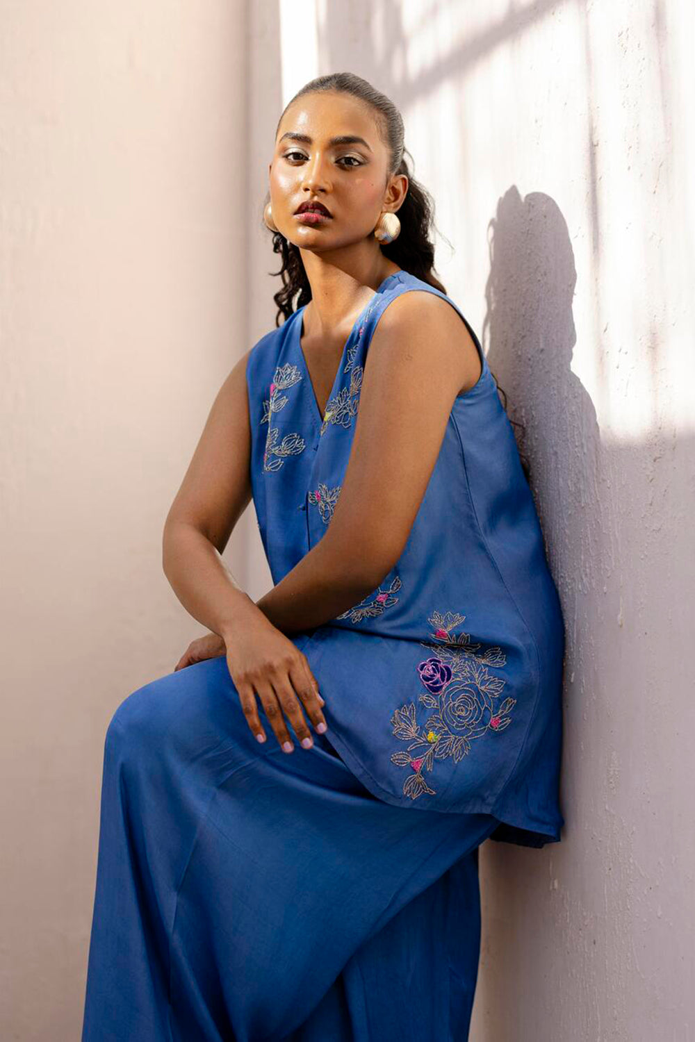 Blue Embroidered Co-Ord Set