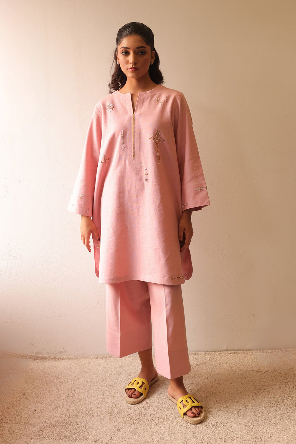 Blush Petal Embroidered Kurta Set