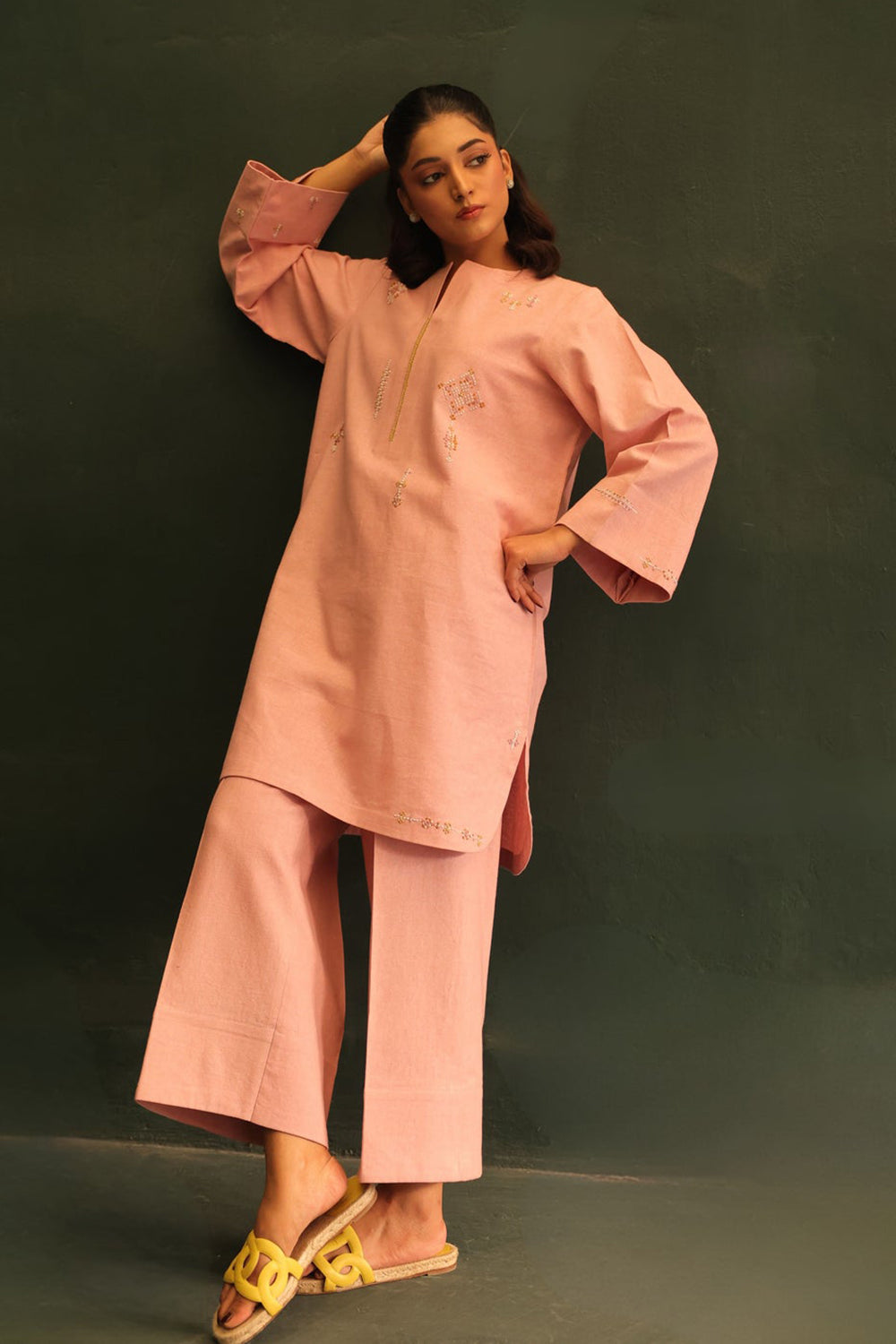 Blush Petal Embroidered Kurta Set