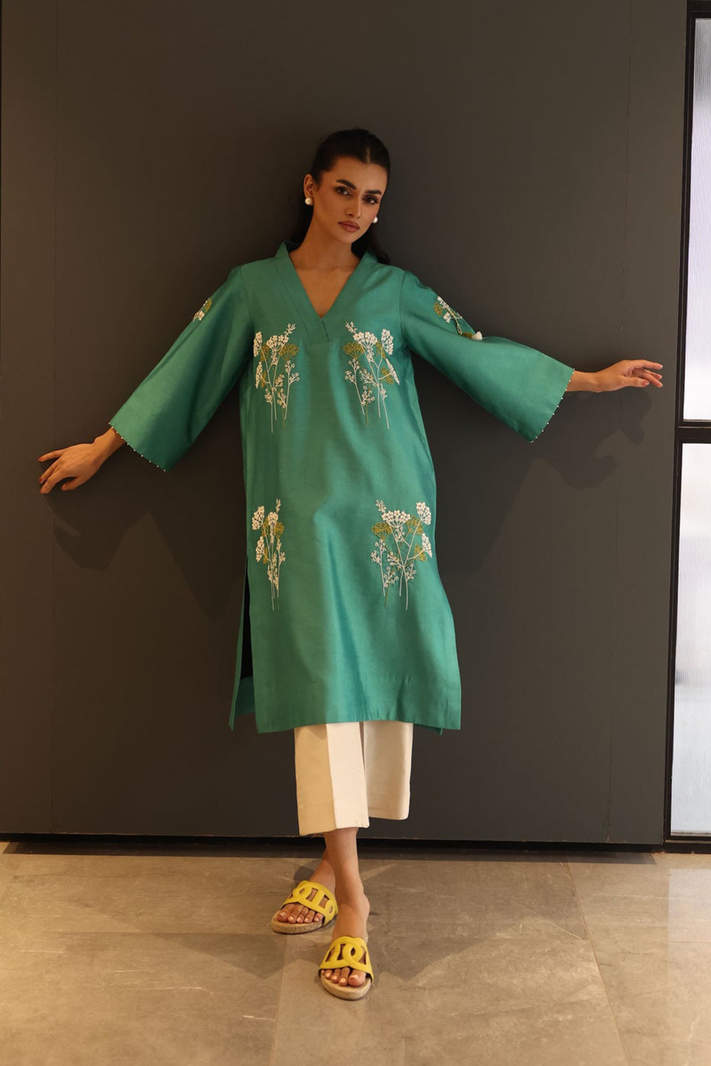 Botanical Threadwork Kurta Set
