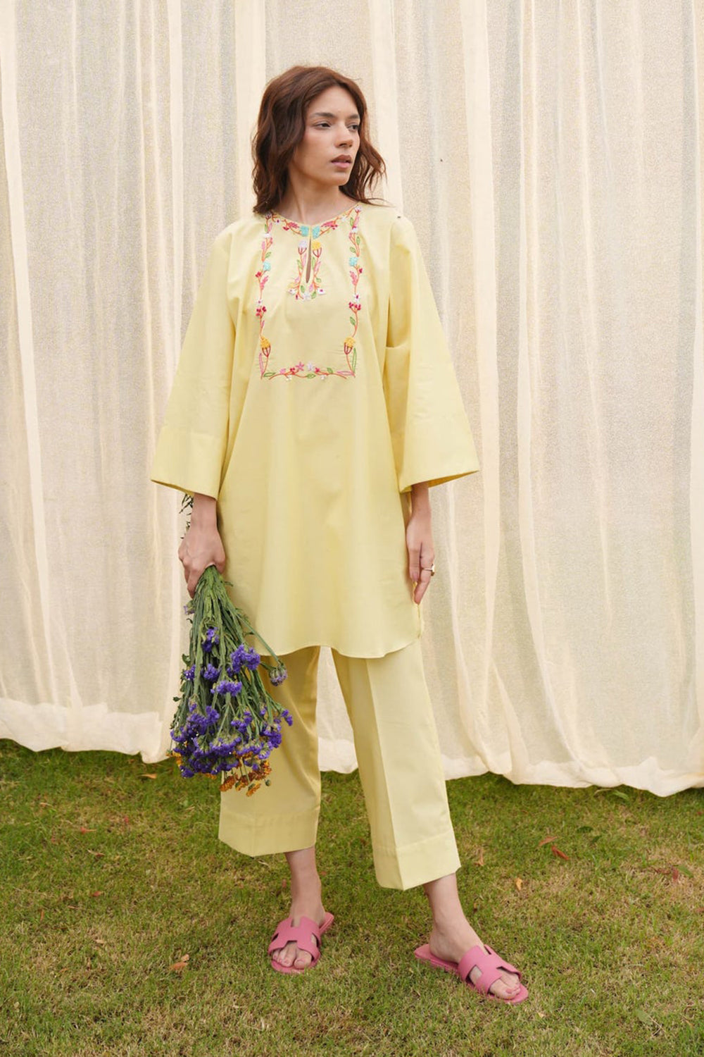 Butter Yellow Embroidered Kurta Set
