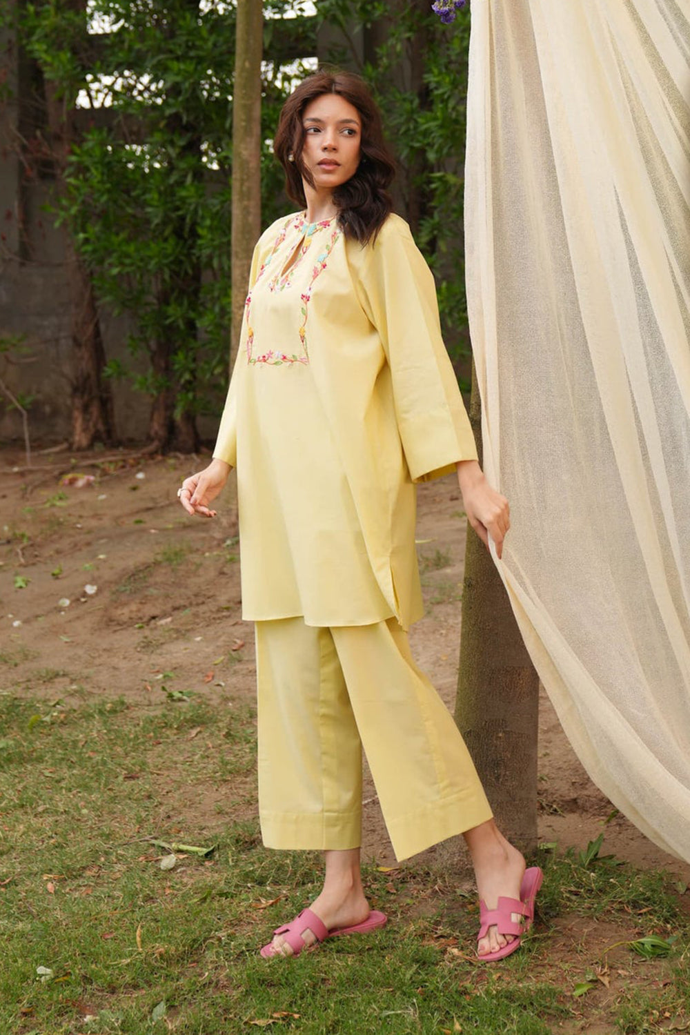 Butter Yellow Embroidered Kurta Set