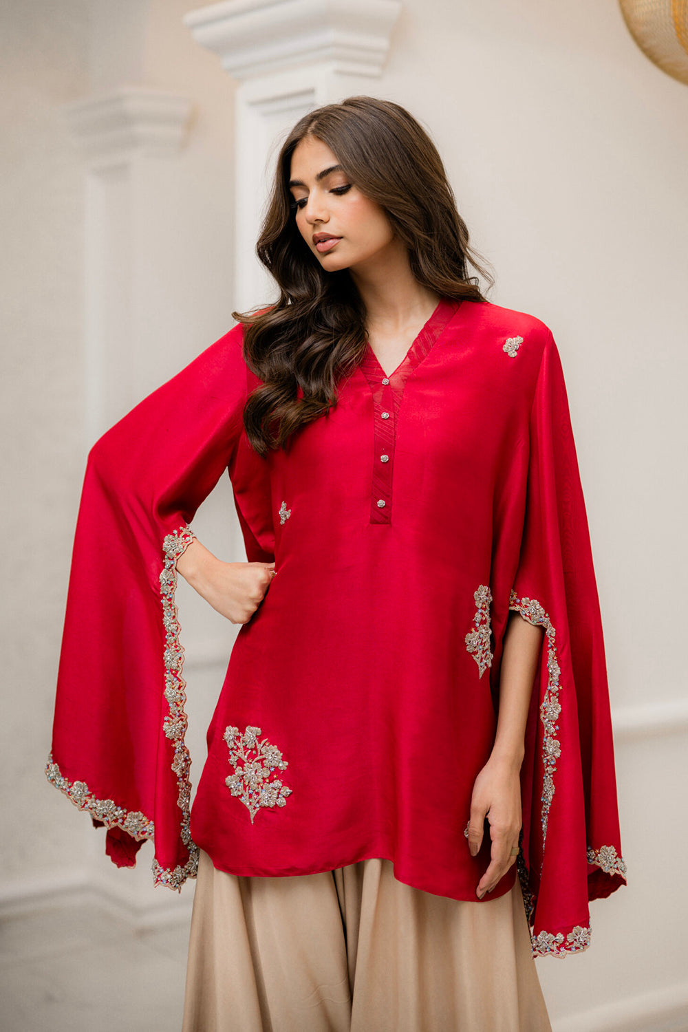 Crimson Silk Statement Kurta Set