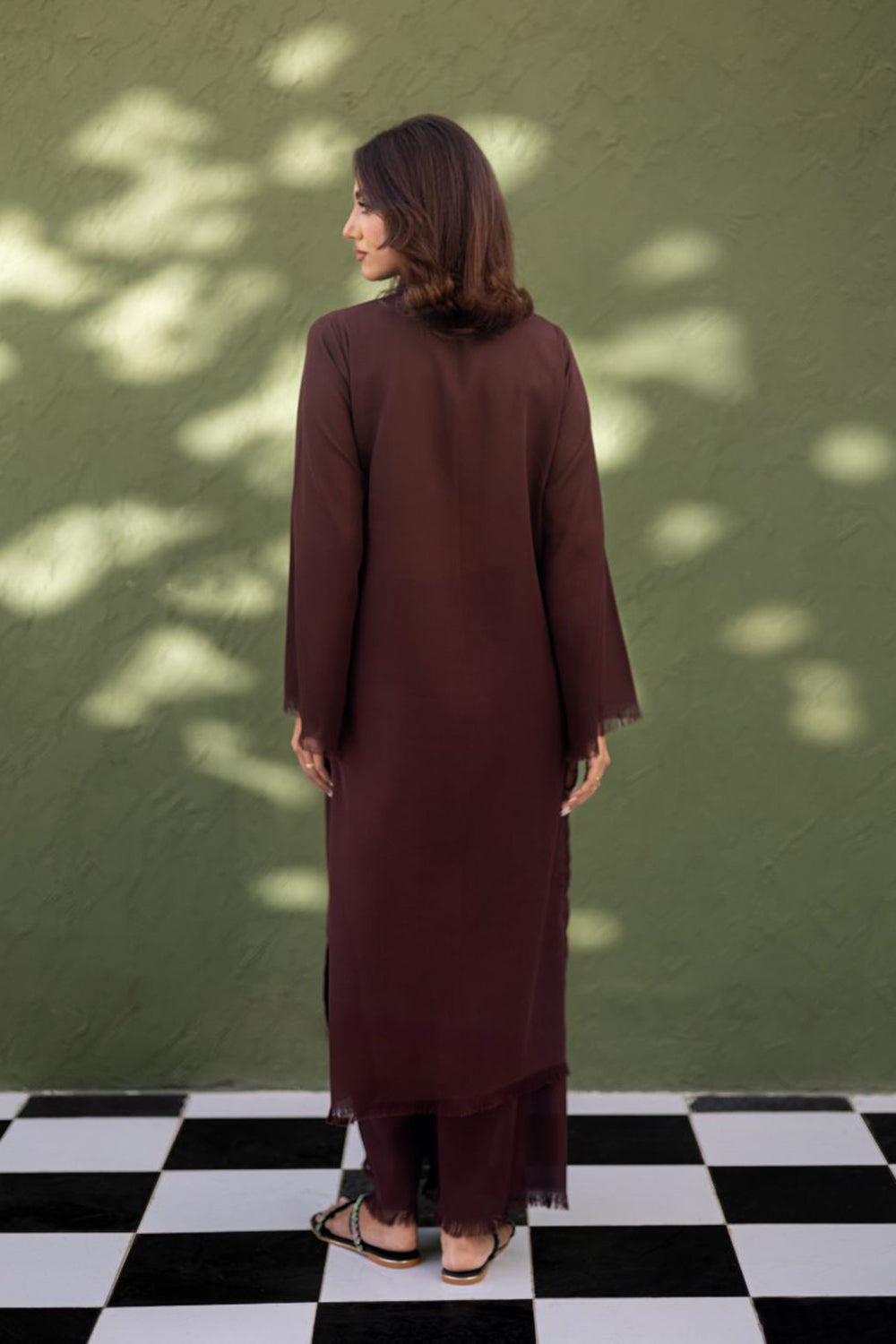 Deep Cocoa Button Kurta Set