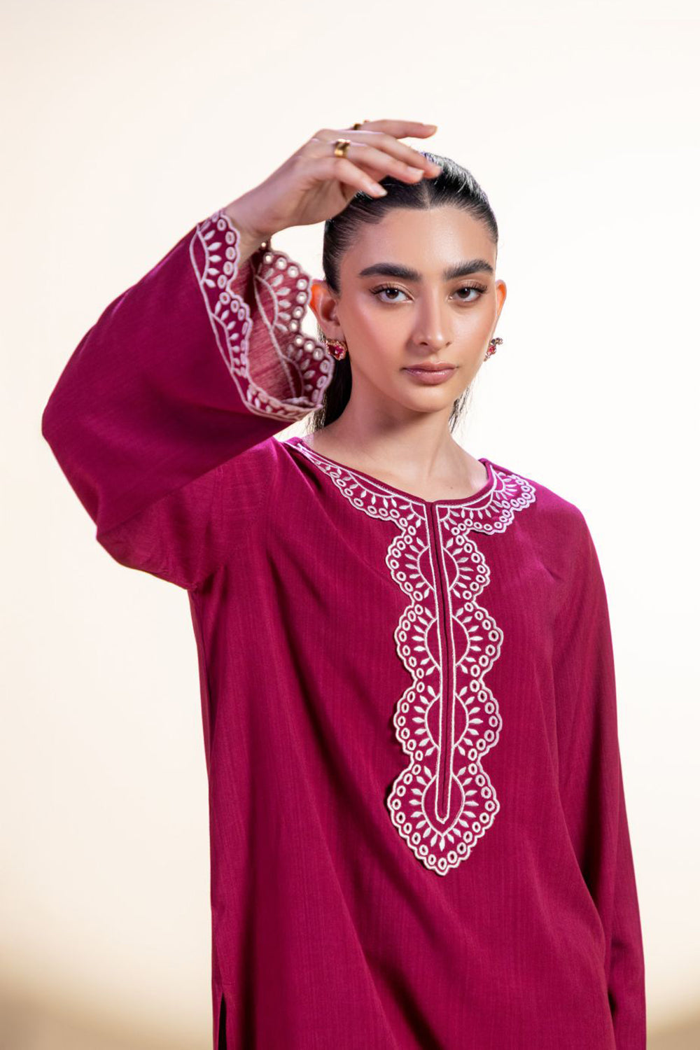 Deep Pink Embroidered Kurta Set