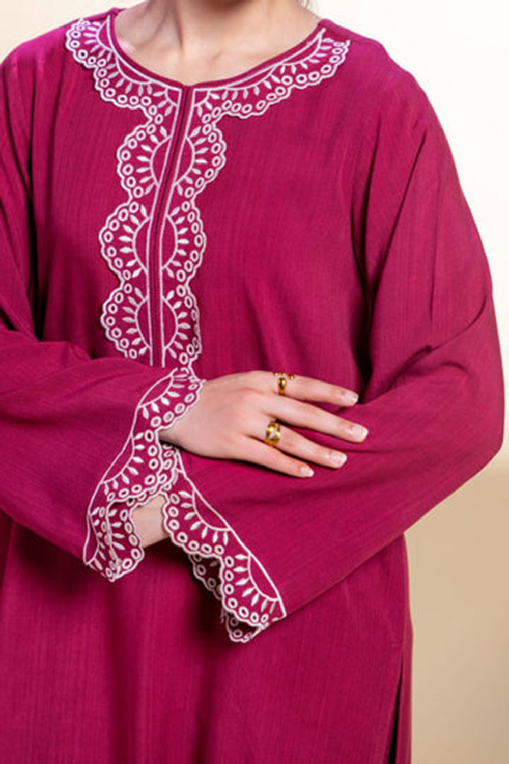 Deep Pink Embroidered Kurta Set