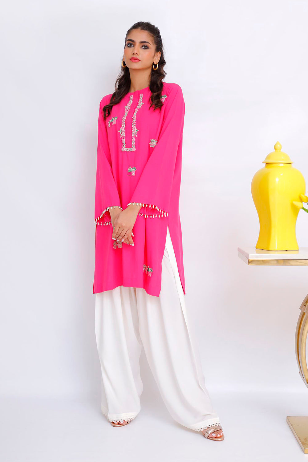 Fuchsia Embroidered Kurta Set