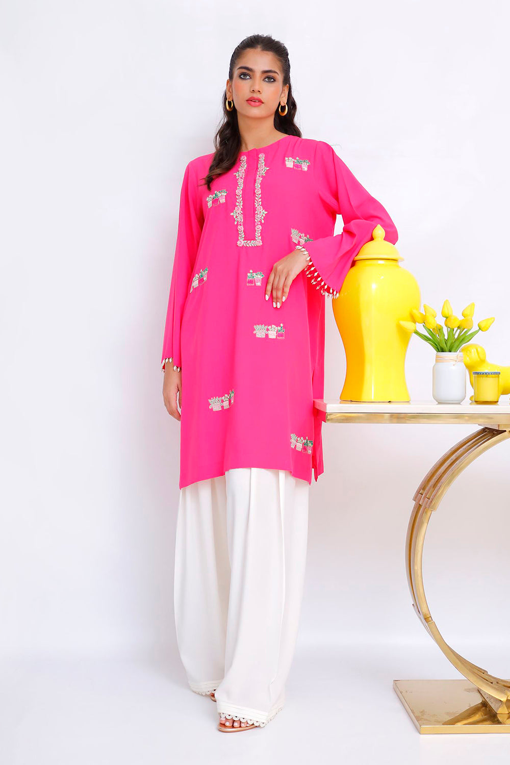 Fuchsia Embroidered Kurta Set