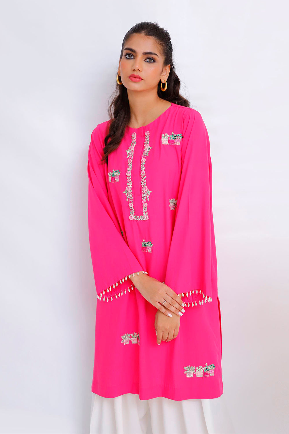 Fuchsia Embroidered Kurta Set