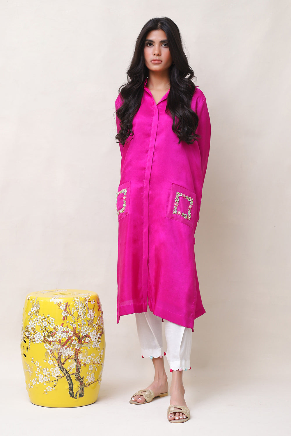 Fuchsia Embroidered Kurta Set