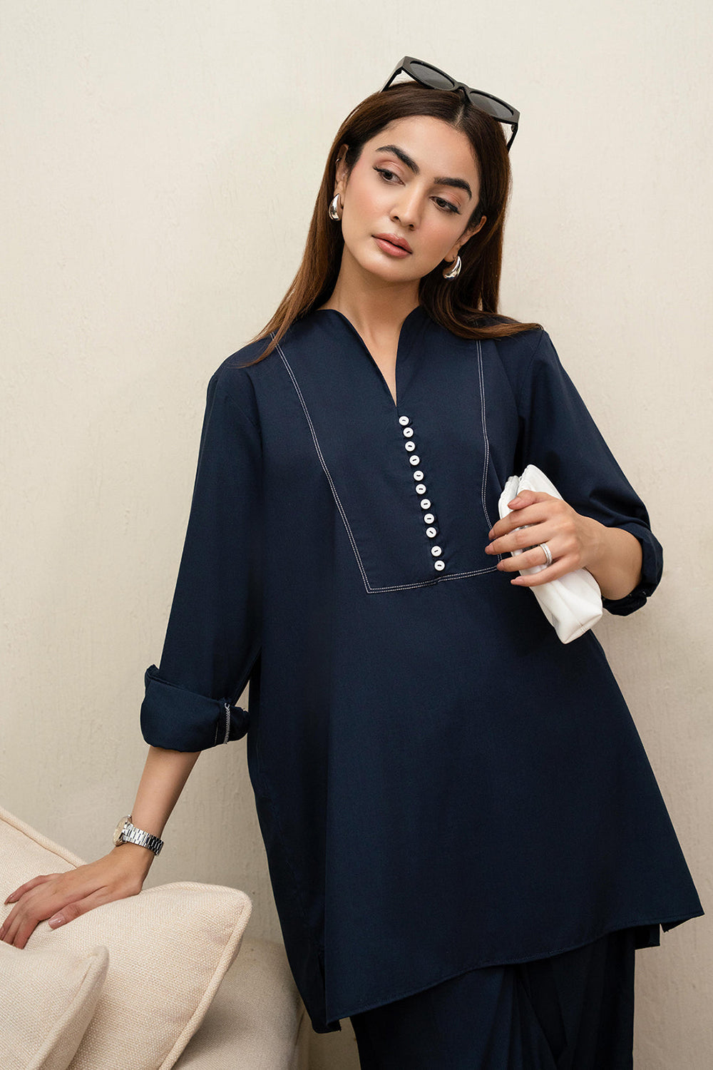 Indigo Ink Cotton Tunic Co-Ord Set