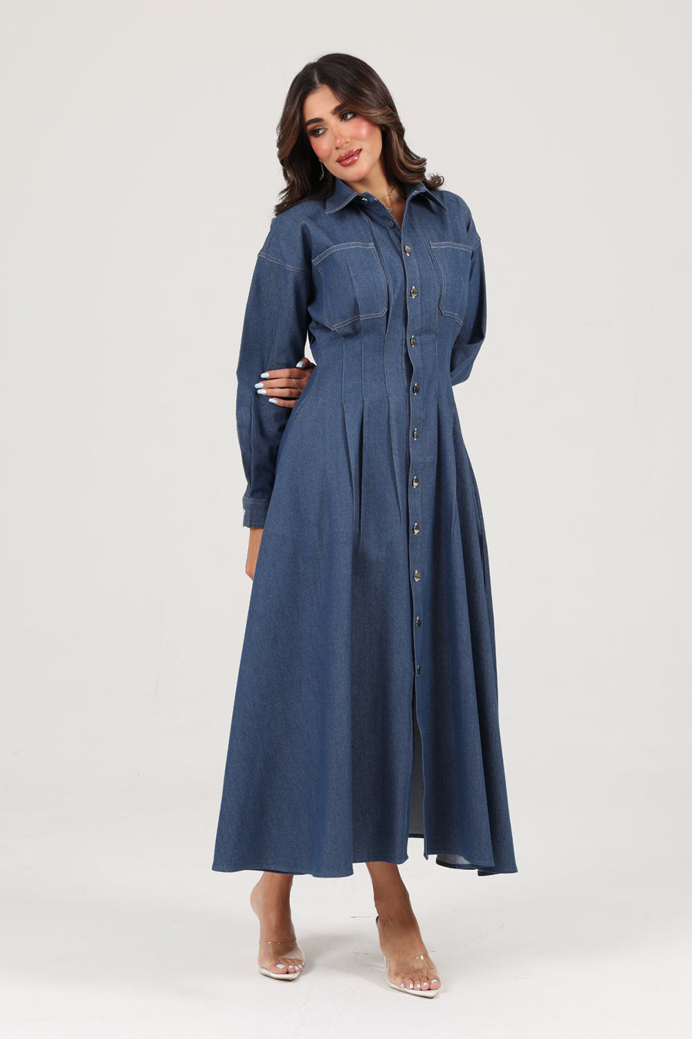 Indigo Tailored Denim Shirt Dress
