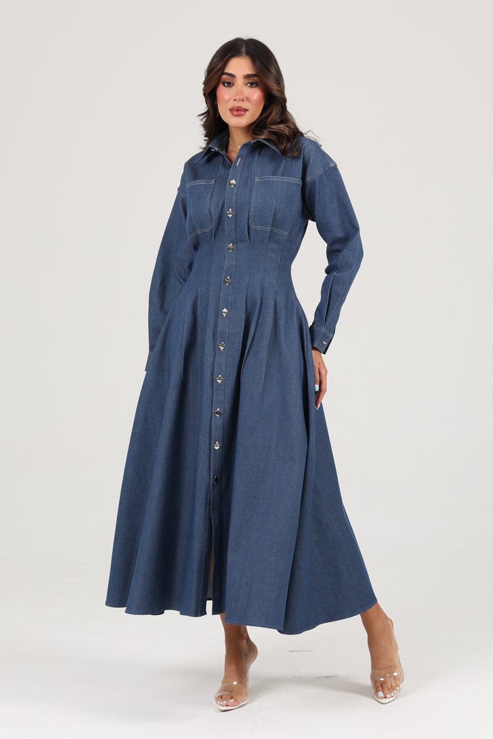 Indigo Tailored Denim Shirt Dress