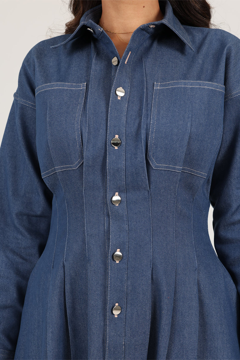 Indigo Tailored Denim Shirt Dress