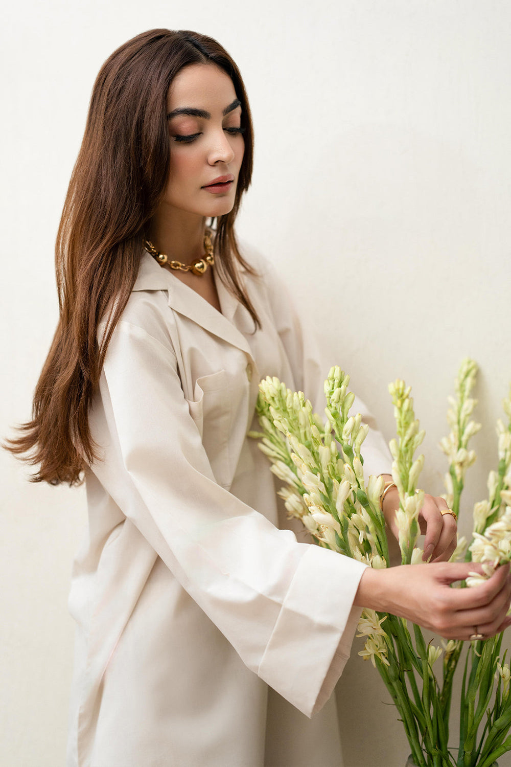 Ivory Cotton Tunic Co-Ord Set