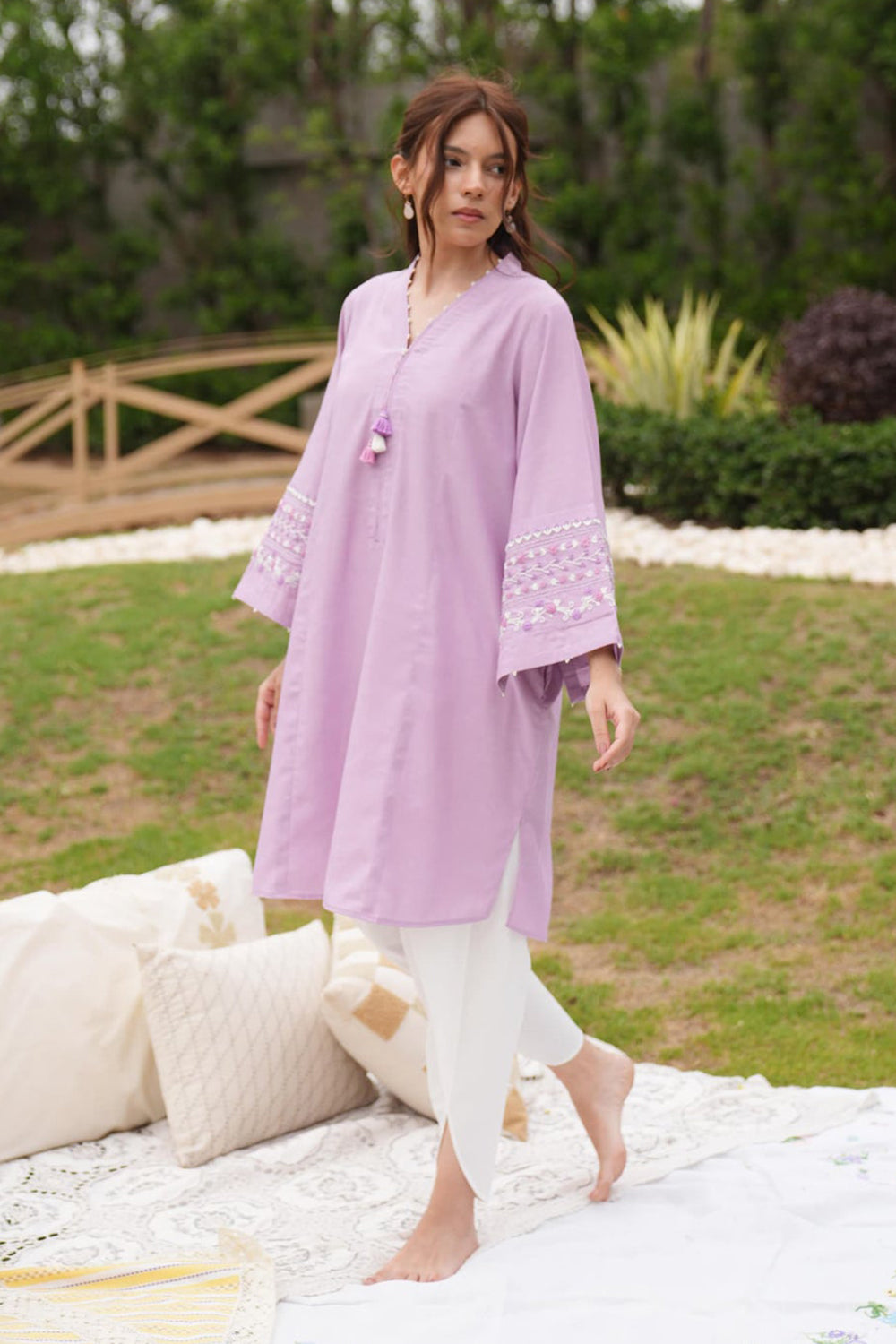 Lilac Cotton Kurta Set