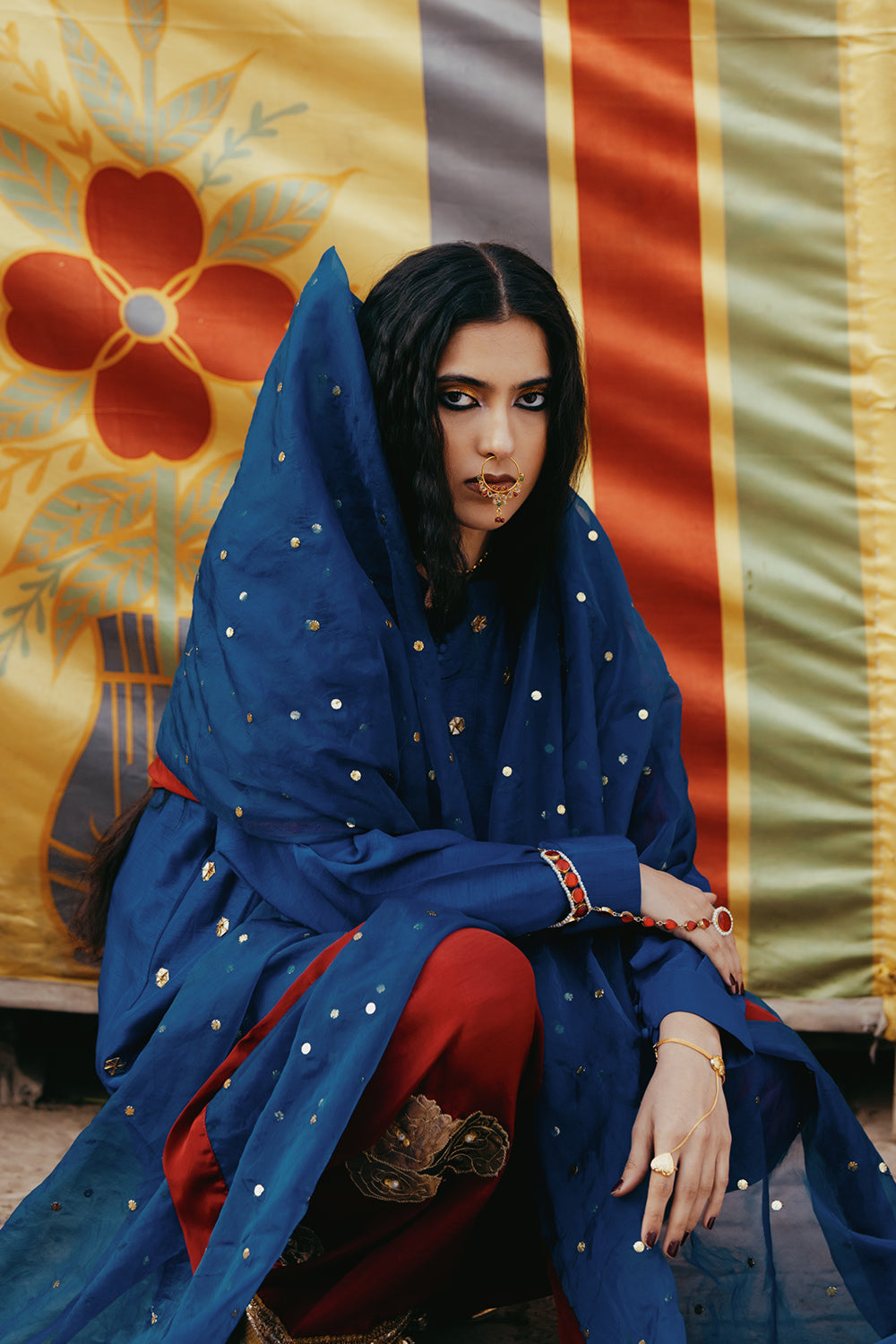 Midnight Blue Gota Work Kurta Set