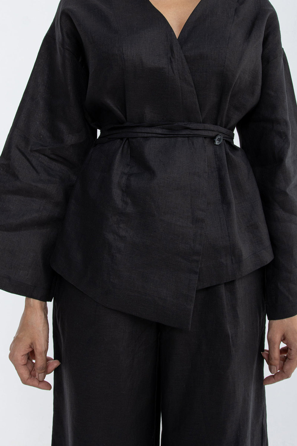 Midnight Veil Linen Wrap Co-Ord Set